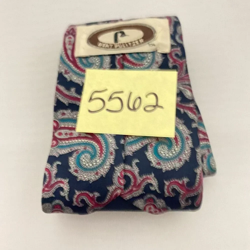 #5562 Bert Pulitzer Red Multicolored Paisley Necktie, Tie 57X3.25
